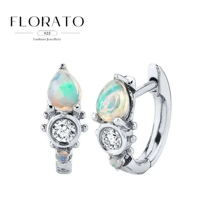 925 Sterling Silver Needle Irregular White Zircon Hoop Earrings For Women Pearl Ear Buckles Vintage Luxury Crystal Jewelry Gifts