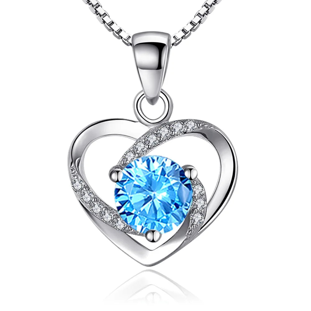 925 Sterling Silver Necklace for Women Simple Irregular Heart Moon Trendy Simple Geometric Handmade Chocker Fine Jewelry