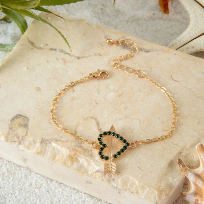 Fashionable Single-Layer Alloy Heart-Shaped Butterfly Eye Bracelet Women's Jewelry Accessory Versatile And Stylish Handwear
