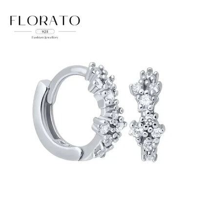 925 Sterling Silver Needle Irregular White Zircon Hoop Earrings For Women Pearl Ear Buckles Vintage Luxury Crystal Jewelry Gifts