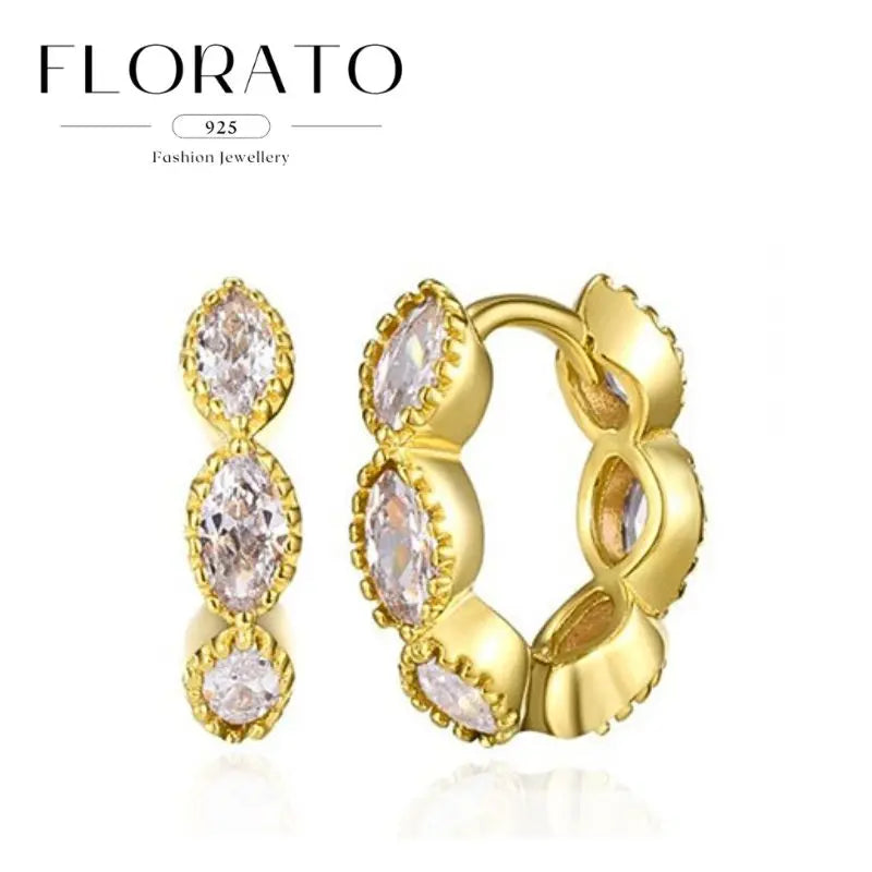 925 Sterling Silver Needle Irregular White Zircon Hoop Earrings For Women Pearl Ear Buckles Vintage Luxury Crystal Jewelry Gifts
