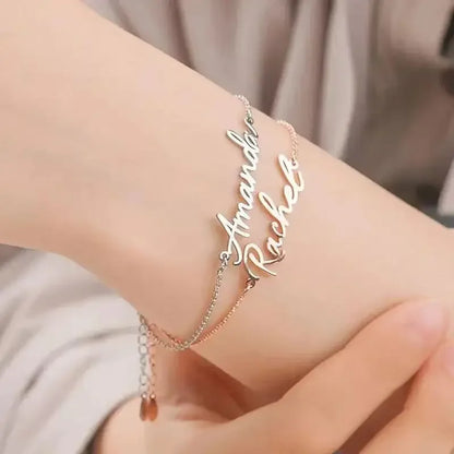 Personalized 18K Letter Name Bracelet Cross Design Birthday Gift for Women Private Customized Jewelry Accessory