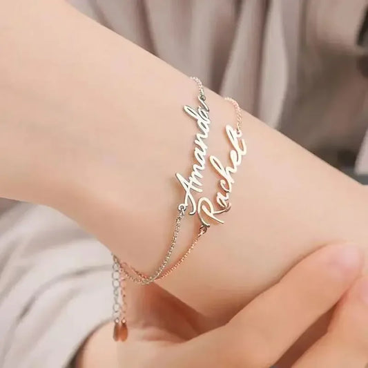 Personalized 18K Letter Name Bracelet Cross Design Birthday Gift for Women Private Customized Jewelry Accessory