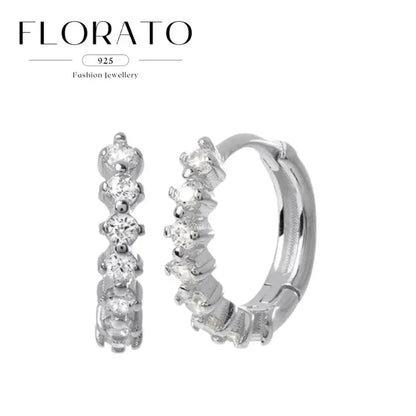 925 Sterling Silver Needle Irregular White Zircon Hoop Earrings For Women Pearl Ear Buckles Vintage Luxury Crystal Jewelry Gifts