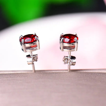 100% S925 Sterling Silver Ruby Earring for Women Fine Aros Mujer Oreja Orecchini Silver 925 Jewelry Ruby Gemstone Stud Earring