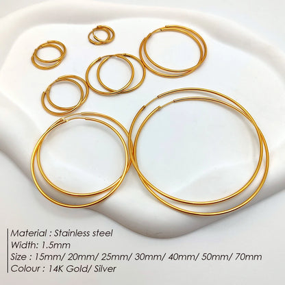 Fashion Gold Size Circle Earrings Women's Jewelry Accessories Classic Stainless Steel Earrings Wholesale