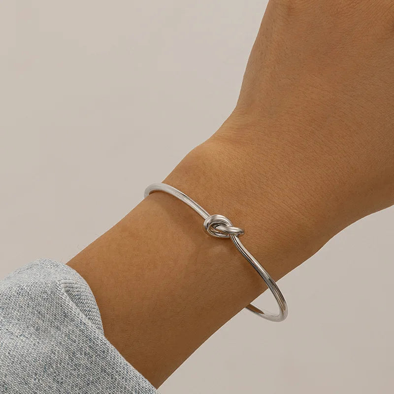 Stainless Steel Bracelets Vintage Men's Fashion Woven Twist Texture Bangles For Women Jewelry Statement Streetwear Goth Gifts