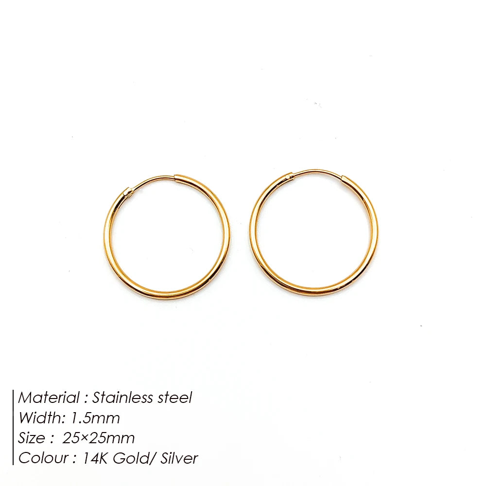 Fashion Gold Size Circle Earrings Women's Jewelry Accessories Classic Stainless Steel Earrings Wholesale