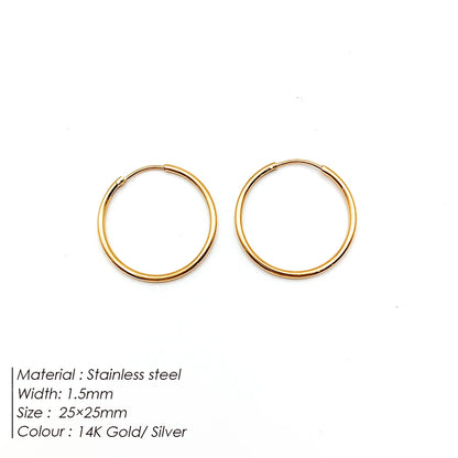 Fashion Gold Size Circle Earrings Women's Jewelry Accessories Classic Stainless Steel Earrings Wholesale