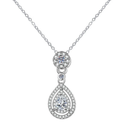 925 Sterling Silver Necklace Clavicle Chain Sparkling Zircon Teardrop Women's Pendant Necklace Birthday Party Gift Jewelry Gift