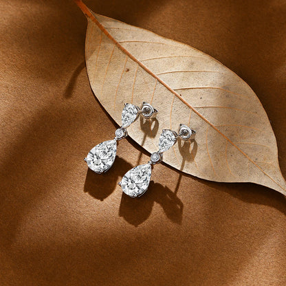 ATTAGEMS Pear Cut 5.03CT Moissanite Drop Earrings For Women Top Quality 925 Sterling Silver Engagement Wedding Fine Jewelry Gift