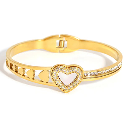 Chic Rhinestone Star Heart Bowknot Square Cuff Bracelet for Women Fashion Gold Plated Stainless Steel Bangles Jewelry Gifts