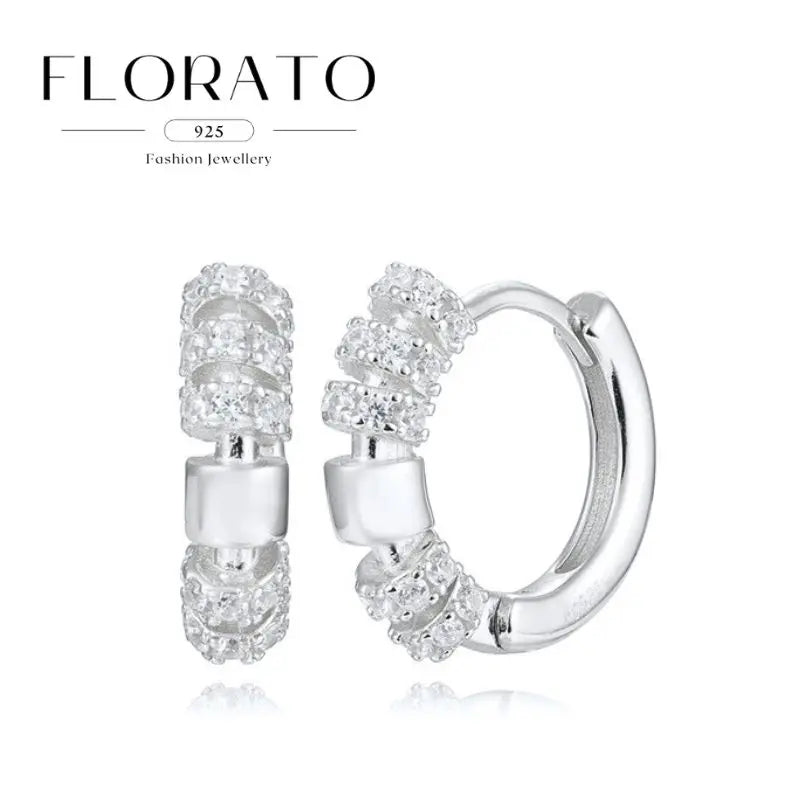 925 Sterling Silver Needle Irregular White Zircon Hoop Earrings For Women Pearl Ear Buckles Vintage Luxury Crystal Jewelry Gifts