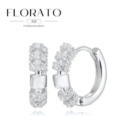 925 Sterling Silver Needle Irregular White Zircon Hoop Earrings For Women Pearl Ear Buckles Vintage Luxury Crystal Jewelry Gifts