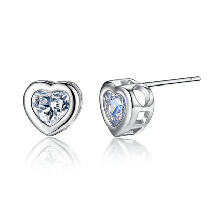 Fashionable Bride Jewelry Set Heart Shaped Zircon Pendant Necklace Earrings Women's Style Korean Version Pendant Loops