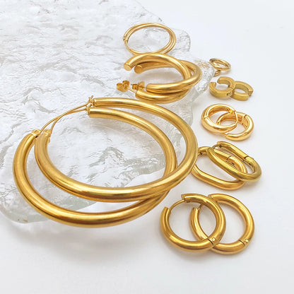 Fashion Gold Size Circle Earrings Women's Jewelry Accessories Classic Stainless Steel Earrings Wholesale