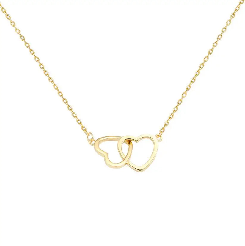 Fashion Double Love Heart Zircon Pendant Necklace 925 Sterling Silver Rose Gold Rhinestones Women's Jewelry Gift Hot Sale