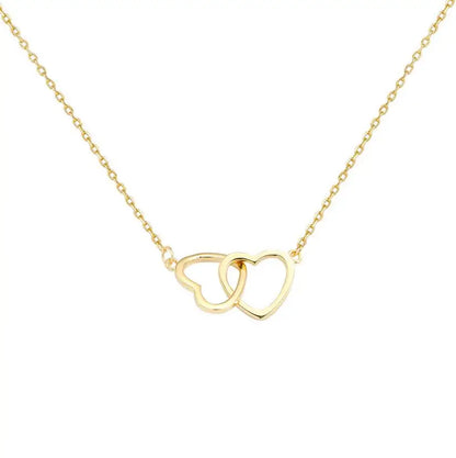 Fashion Double Love Heart Zircon Pendant Necklace 925 Sterling Silver Rose Gold Rhinestones Women's Jewelry Gift Hot Sale