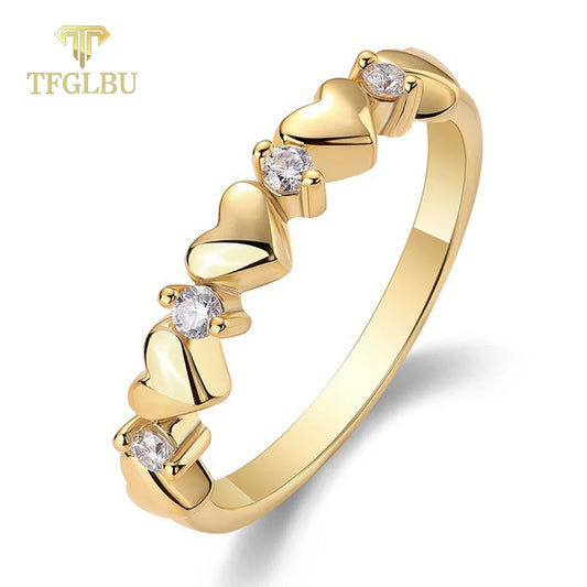 TFGLBU New Full 2mm Moissanite Ring for Women 18k Plated Lab Diamond Solid S925 Silver Matching Party Ring Jewelry Wholesale