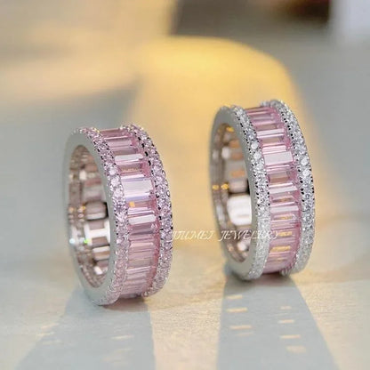 Luxury Solid Platinum PT950  Women's Pink Diamond Rings High-grade Ins-style Simple Moissanite Diamond Ring