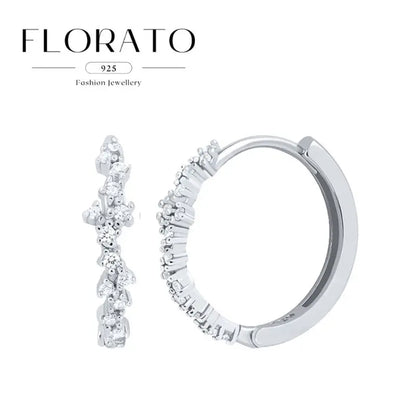 925 Sterling Silver Needle Irregular White Zircon Hoop Earrings For Women Pearl Ear Buckles Vintage Luxury Crystal Jewelry Gifts