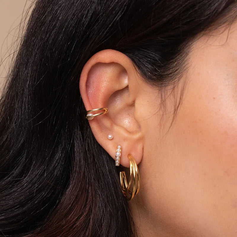 925 Sterling Silver Needle Irregular White Zircon Hoop Earrings For Women Pearl Ear Buckles Vintage Luxury Crystal Jewelry Gifts