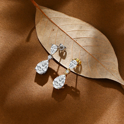 ATTAGEMS Pear Cut 5.03CT Moissanite Drop Earrings For Women Top Quality 925 Sterling Silver Engagement Wedding Fine Jewelry Gift