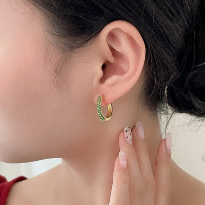 Classic Round Hoop Earrings For Women AAAA Zirconia Gold Color Elegant Wedding Huggie Ear Buckle Fashion Daily Jewelry Earrings