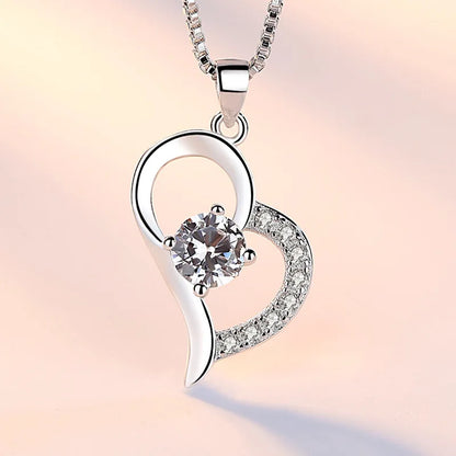 925 Sterling Silver Necklace for Women Simple Irregular Heart Moon Trendy Simple Geometric Handmade Chocker Fine Jewelry