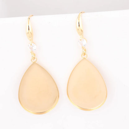 6pcs Gold Plated Zircon Stone Earring Hooks Findings 18x25mm Teardrop Cabochon Earring Base Setting Blanks Stainless Steel Diy