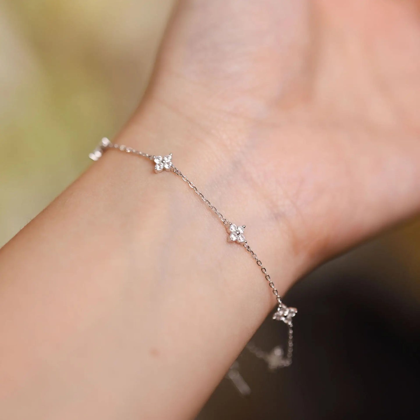 New Stainless Steel Zircon Necklaces for Women 18K Gold Plated Four Leaf Grass Collar Chain Necklace Luxury Jewelry Gift