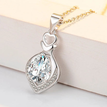 925 Sterling Silver Necklace for Women Simple Irregular Heart Moon Trendy Simple Geometric Handmade Chocker Fine Jewelry