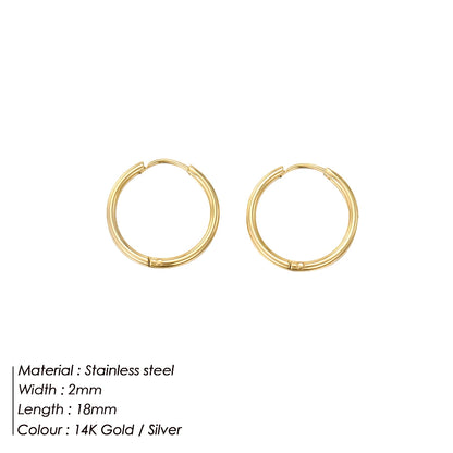 Fashion Gold Size Circle Earrings Women's Jewelry Accessories Classic Stainless Steel Earrings Wholesale