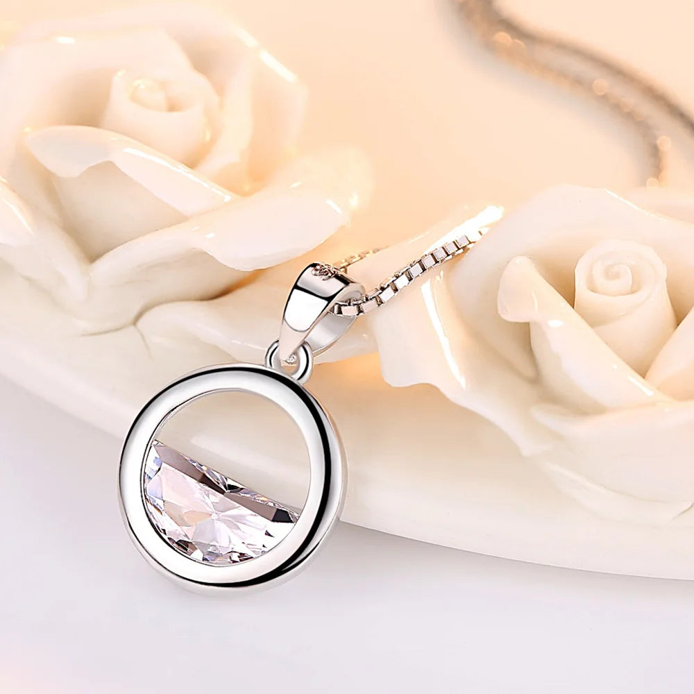 925 Sterling Silver Necklace for Women Simple Irregular Heart Moon Trendy Simple Geometric Handmade Chocker Fine Jewelry