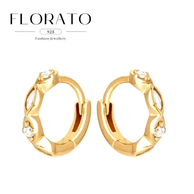 925 Sterling Silver Needle Irregular White Zircon Hoop Earrings For Women Pearl Ear Buckles Vintage Luxury Crystal Jewelry Gifts