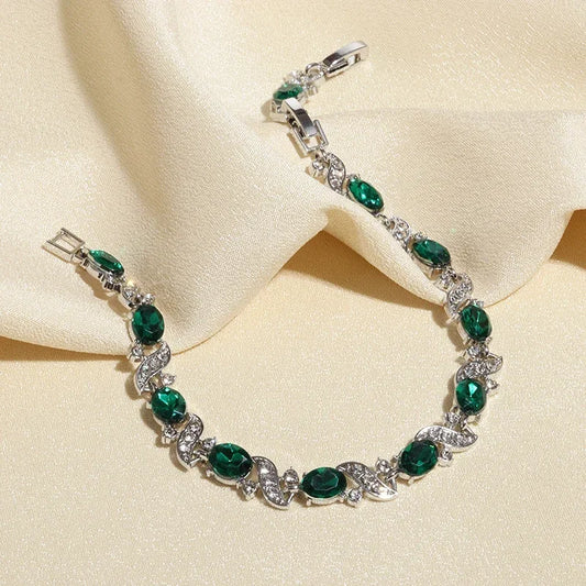 Shiny Teardrop Shape Zircon Crystal Tennis Bracelet for Women Fashion Elegant Banquet Party High Jewelry Girls Gift