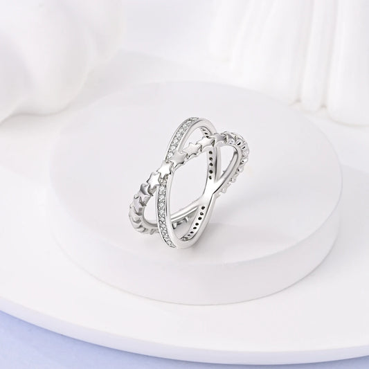 Original 925 Silver Ring For Woman Heart Star Sparkling Zircon Engagement Anniversary Fashion Jewelry
