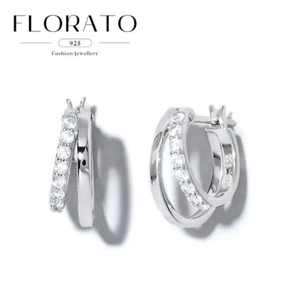 925 Sterling Silver Needle Irregular White Zircon Hoop Earrings For Women Pearl Ear Buckles Vintage Luxury Crystal Jewelry Gifts