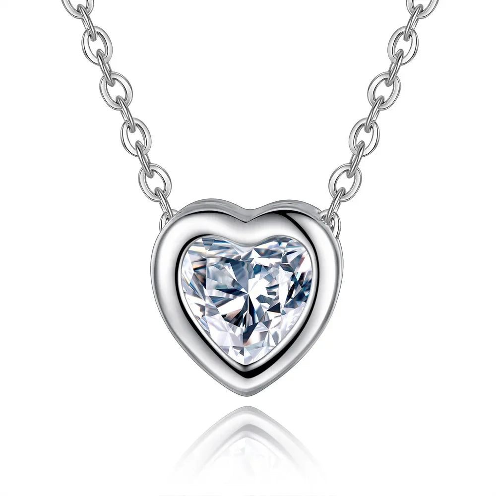 Fashionable Bride Jewelry Set Heart Shaped Zircon Pendant Necklace Earrings Women's Style Korean Version Pendant Loops