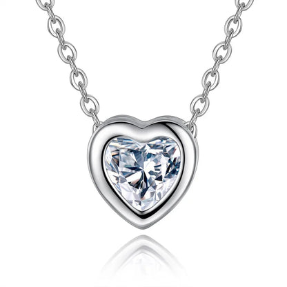 Fashionable Bride Jewelry Set Heart Shaped Zircon Pendant Necklace Earrings Women's Style Korean Version Pendant Loops