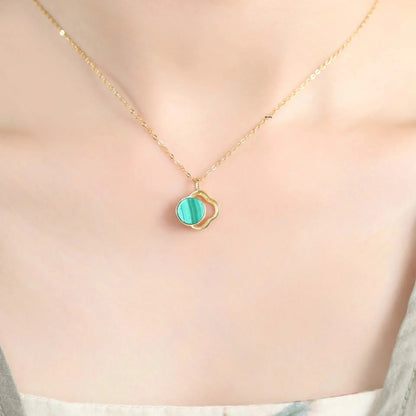 S925 Pure Silver Gold Plated Turquoise Pendant Design Jewelry Exquisite Lucky Four Leaf Clover Chinese Character Female Pendant