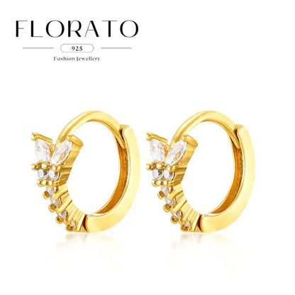 925 Sterling Silver Needle Irregular White Zircon Hoop Earrings For Women Pearl Ear Buckles Vintage Luxury Crystal Jewelry Gifts