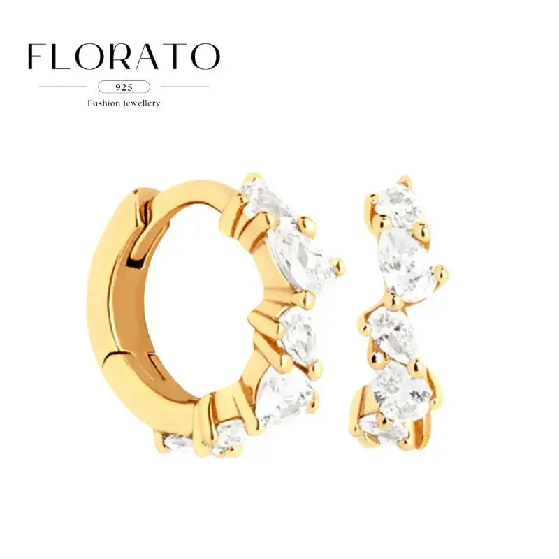 925 Sterling Silver Needle Irregular White Zircon Hoop Earrings For Women Pearl Ear Buckles Vintage Luxury Crystal Jewelry Gifts