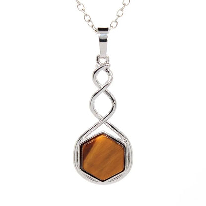 Crystal Hexagon Stone Pendant Necklace For Women Natural Amethyst Lapis Lazuli Dangle Hook Earrings Pendants Necklace Jewelry