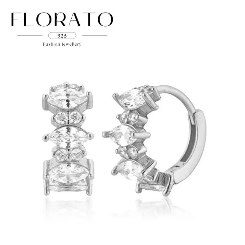 925 Sterling Silver Needle Irregular White Zircon Hoop Earrings For Women Pearl Ear Buckles Vintage Luxury Crystal Jewelry Gifts