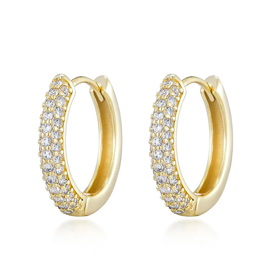 Classic Round Hoop Earrings For Women AAAA Zirconia Gold Color Elegant Wedding Huggie Ear Buckle Fashion Daily Jewelry Earrings
