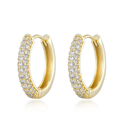 Classic Round Hoop Earrings For Women AAAA Zirconia Gold Color Elegant Wedding Huggie Ear Buckle Fashion Daily Jewelry Earrings