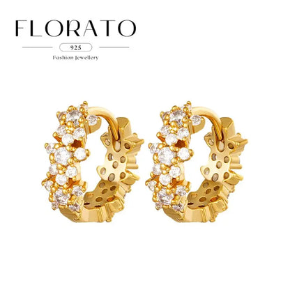 925 Sterling Silver Needle Irregular White Zircon Hoop Earrings For Women Pearl Ear Buckles Vintage Luxury Crystal Jewelry Gifts