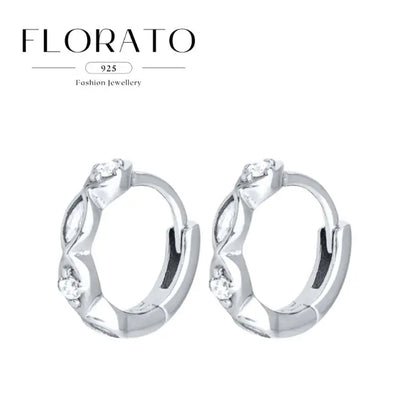 925 Sterling Silver Needle Irregular White Zircon Hoop Earrings For Women Pearl Ear Buckles Vintage Luxury Crystal Jewelry Gifts
