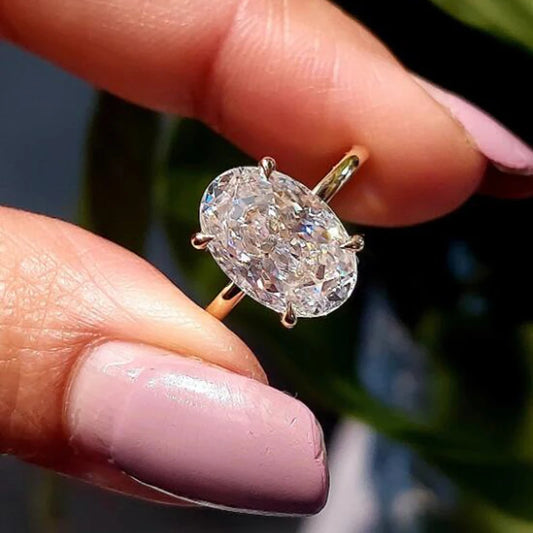 Oval Cut 925 Sterling SilverMoissanite Engagement Solitaire Ring for Woman Gold Plated  with Certificate 1-3ct